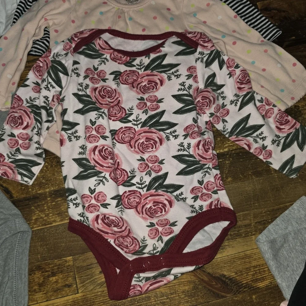 Baby Girl 6-9 Mo Bodysuit 8 pc Long-sleeved Lot Pajamas Tops One Piece Bundle